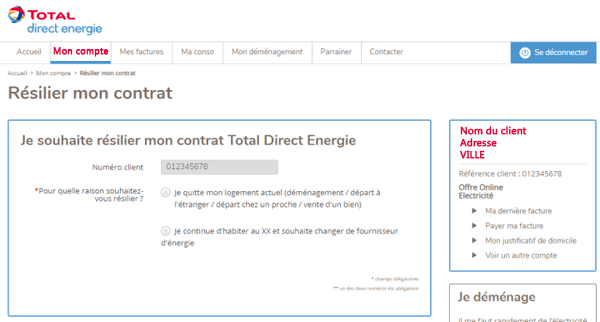 Résiliation Total Direct Energie espace en ligne Résiliation Total Direct Energie espace en ligne